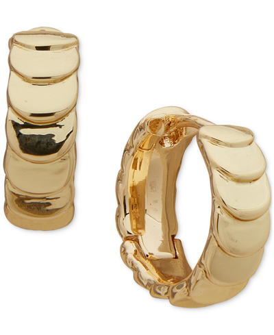 Anne Klein Gold-tone Small Disc Chain Huggie Hoop Earrings