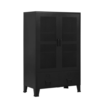 Vidaxl Office Cabinet With Mesh Doors Industrial Black 29.5"x15.7"x47.2" Steel