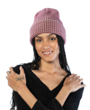 Marcus Adler Checkered Cuff Beanie In Plum