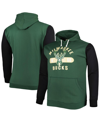 FANATICS MEN'S FANATICS HUNTER GREEN, BLACK MILWAUKEE BUCKS BIG AND TALL BOLD ATTACK PULLOVER HOODIE