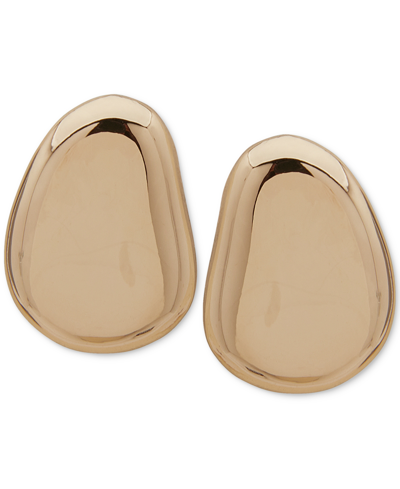 Anne Klein Gold-tone Puffy Pebble Button Earrings