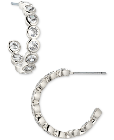Eliot Danori Silver-tone Small Cubic Zirconia C-hoop Earrings, 0.87", Created For Macy's