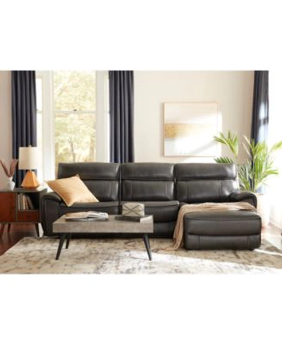 Macy's Hutchenson Leather Zero Gravity Sectional Collection Created For Macys In Coffee