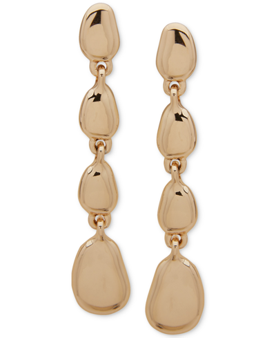Anne Klein Gold-tone Puffy Pebble Linear Drop Earrings