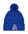 New Era Royal New England Patriots Toasty Cuffed Knit Hat With Pom In Royal
