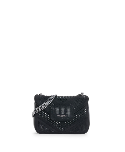 Karl Lagerfeld Fleur Small Embellished Shoulder Bag In Black