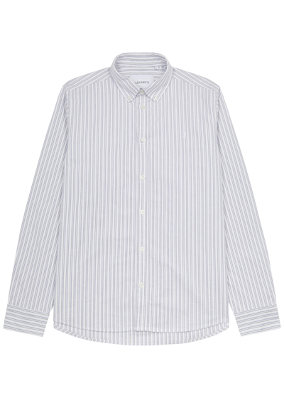 Les Deux Kristian Striped Stretch-cotton Oxford Shirt In Blue