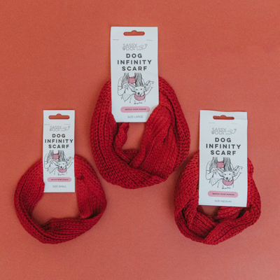 Sassy Woof Dog Infinity Scarf In Red