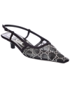Gucci Gg Rhinestoned Mesh Slingback Pumps In Black