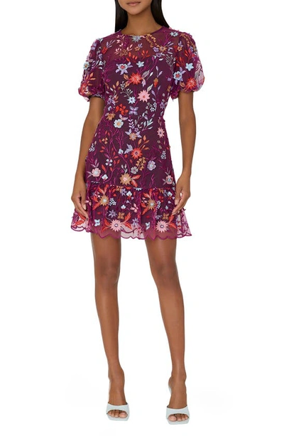 Milly Yasmin Tropic Embroidered Mini Dress In Multicolor