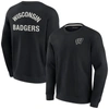 FANATICS SIGNATURE UNISEX FANATICS SIGNATURE BLACK WISCONSIN BADGERS SUPER SOFT PULLOVER CREW SWEATSHIRT