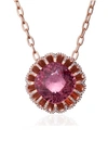 MINDI MOND FLOATING PINK TOURMALINE & DIAMOND PENDANT NECKLACE