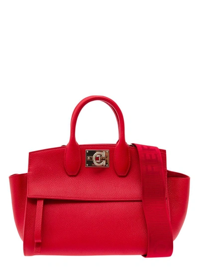 Ferragamo Studio Sof Leather Handbag In Red