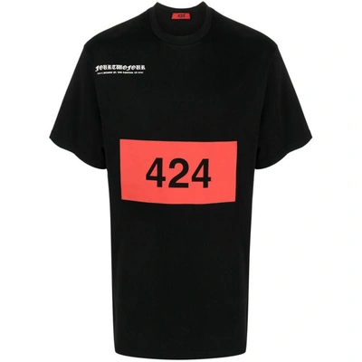 424 Graphic-print Cotton T-shirt In Black