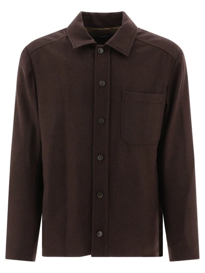 Apc A.p.c. Jasper Long Sleeved Butoned Jacket In Brown