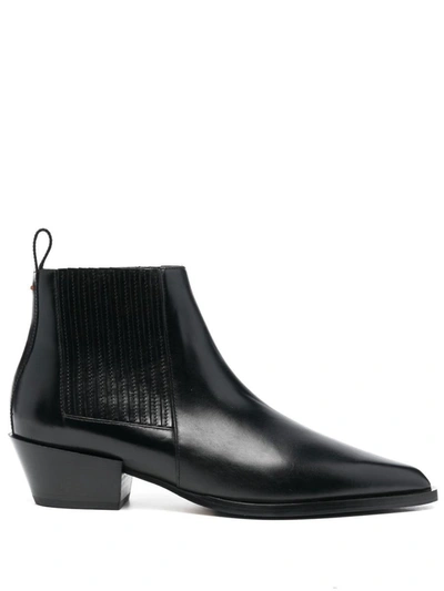 Aeyde Bea Leather Ankle Boots In Black  