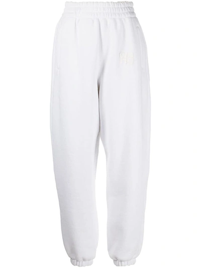 Alexander Wang Puff Logo Sweatpant In Structured Terry In White