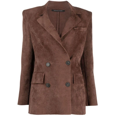 Antonino Valenti Notched-lapel Double-breasted Blazer In Brown