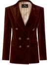 Etro Double-breasted Velvet Jacket With Button Details And Tailored Fit In Red
