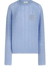 Etro Cashmere Sweater With Pegasus Embroidery In Clear Blue