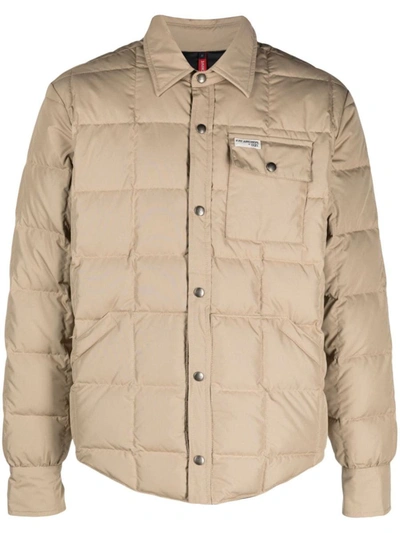 Fay Quilted Padded Shirt Jacket In Beige