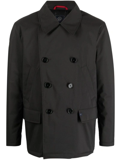 Fay Logo-patch Long-sleeved Peacoat In Black