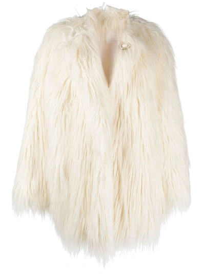 Genny Faux-fur Long-sleeve Coat In White