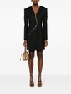 Genny Decorative-zip Long-sleeve Minidress In Black