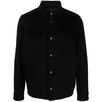Herno Buttoned Shirt Jacket In Black