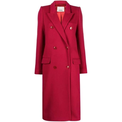 Isabel Marant Enarryli Double-breasted Wool-blend Coat In Red