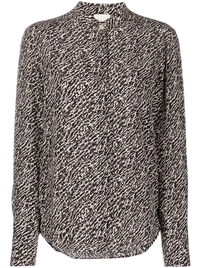 Isabel Marant Ilda Abstract-pattern Silk Shirt In Grey