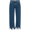 Jw Anderson Lasercut Cropped Jeans In Blue