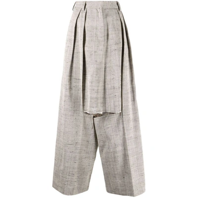 Niccolò Pasqualetti Distressed Wide-leg Trousers In Grey