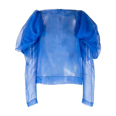 Paula Canovas Del Vas Gathered-detailing Silk Blouse In Blue