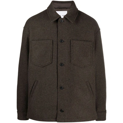 Samsoe & Samsoe Button-up Felted Shirt Jacket In Brown