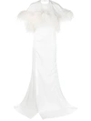 Attico Feather-trimmed Gown In White