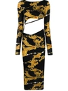 Versace Jeans Couture Baroque-print Midi Dress In Black