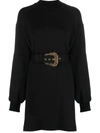 Versace Jeans Couture Baroque Buckle Sweatshirt Dress In Black