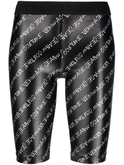 Versace Jeans Couture Logo-print Knee-length Shorts In Black