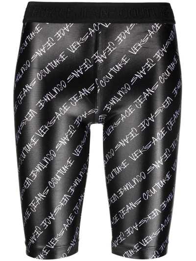 Versace Jeans Couture Allover Logo Knee-length Shorts In Multi