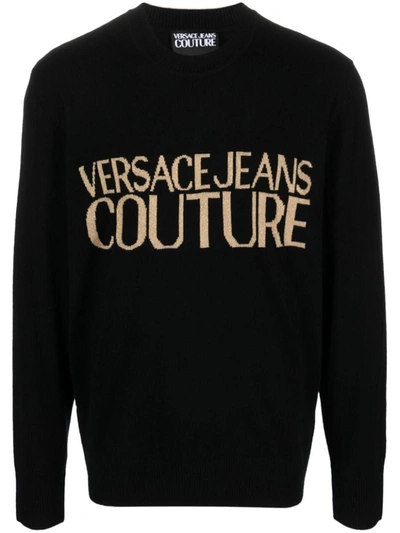 Versace Jeans Couture Crew Neck Knitted Logo Sweater In K42