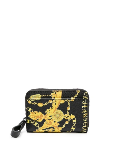 Versace Jeans Couture Chain Couture Print Zipped Wallet In Multi