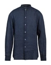 Ploumanac'h Man Shirt Midnight Blue Size 17 Linen In Blue