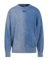 Diesel Man Sweatshirt Blue Size Xxl Cotton, Polyester, Elastane