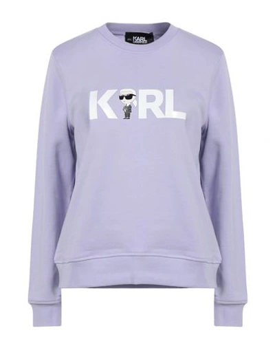 Karl Lagerfeld Ikonik 2.0 Karl Logo Sweat Woman Sweatshirt Lilac Size M Organic Cotton, Recycled Pol In Purple