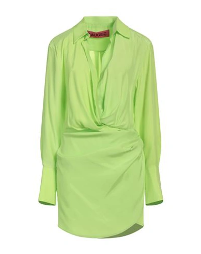 Gauge81 Woman Mini Dress Acid Green Size M Silk