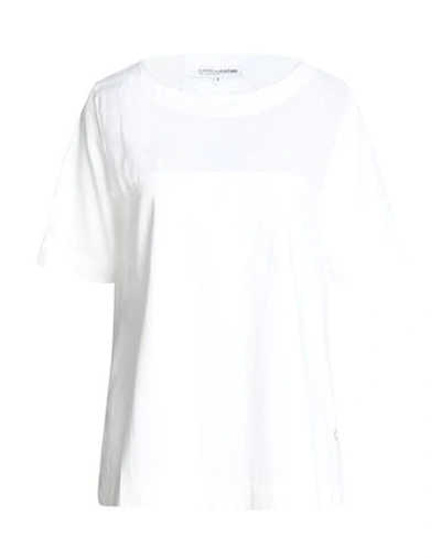 European Culture Woman T-shirt White Size L Ramie, Cotton