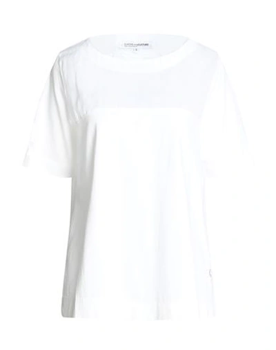 European Culture Woman T-shirt White Size S Ramie, Cotton