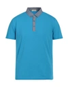 Cashmere Company Man Polo Shirt Azure Size 46 Cotton In Blue