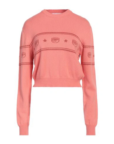 Chiara Ferragni Woman Sweater Coral Size L Wool, Viscose, Polyamide, Cashmere In Red